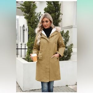Women's Hood Parkas Fleece Lined Fur Outerwear Winter Casual Warm Thicken Coat